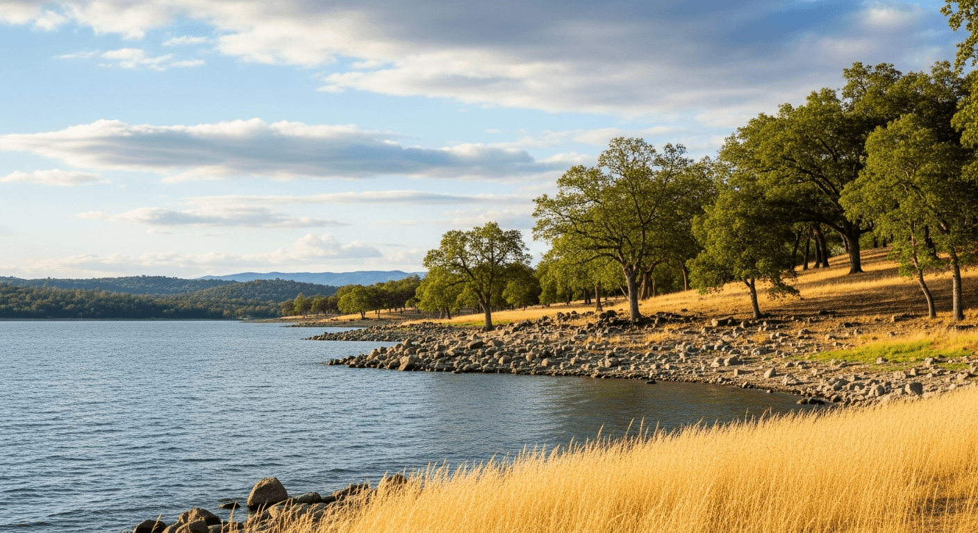 Folsom Lake shoreline and oak woodland at Granite Bay, CA — KTN Roofing service area
